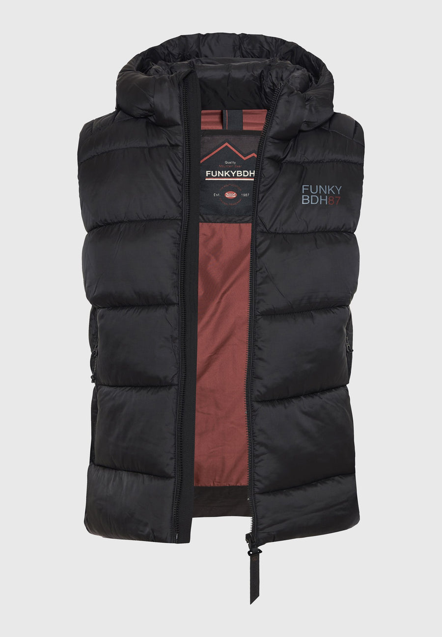 Men's quilted vest jacket with detachable hood