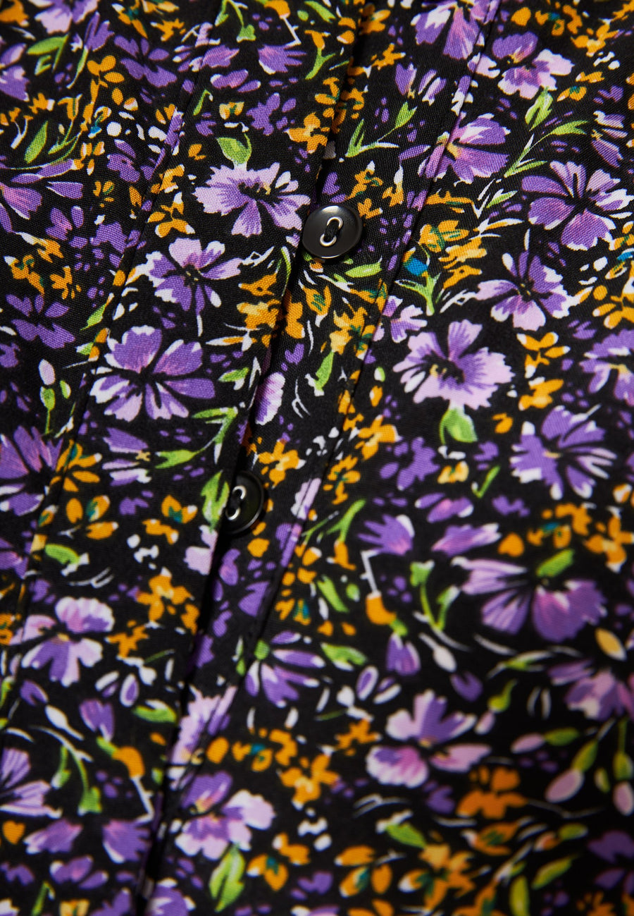 Rochie midi cu imprimeu floral și volane